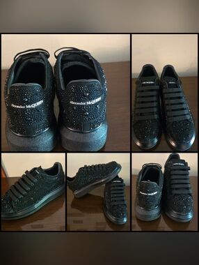 Alexander McQueen Black Crystal-Studded Low-Top Sneakers